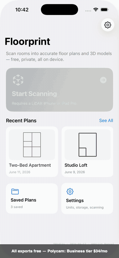 Plan view modes and export menu