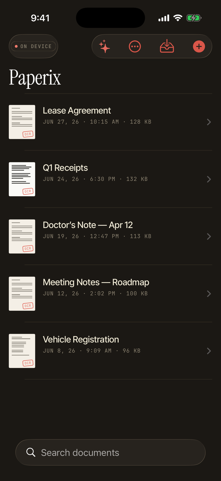 The Paperix library in dark mode